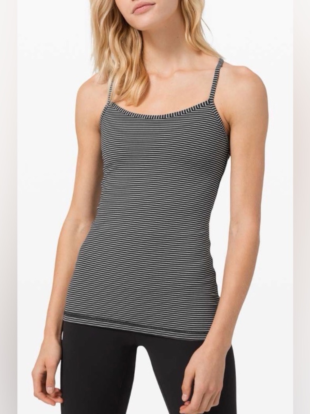 Lululemon Power Y Tank *Luon, Hype Stripe Black White, sz 6